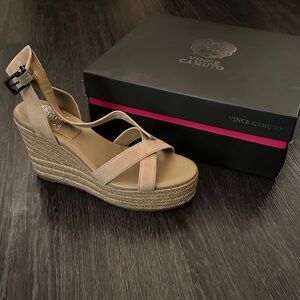 Vince Camuto Beige Espadrille Wedges